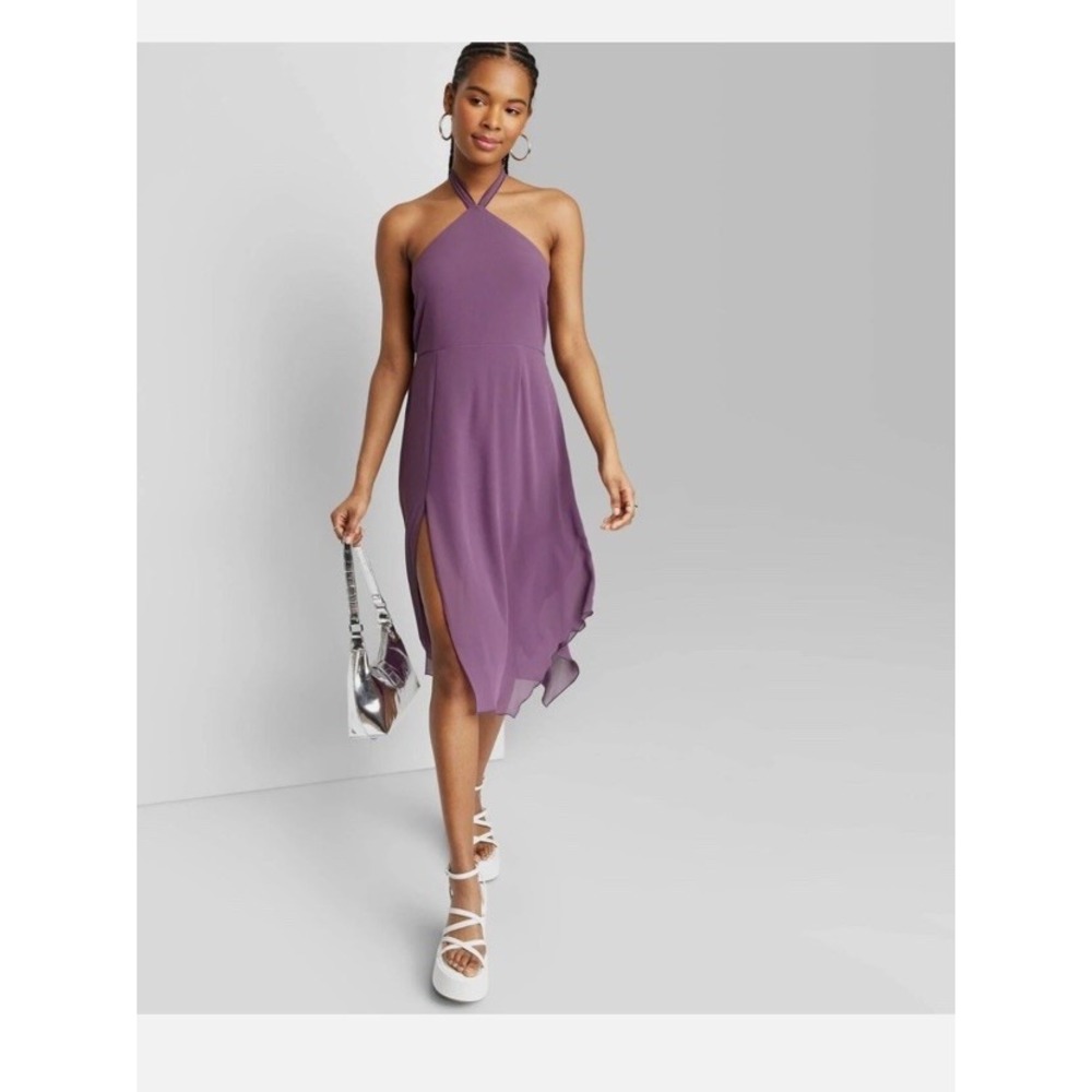 New Wild Fable Women's XS Halter Top Sleeveless Chiffon Dress Purple Fairycore